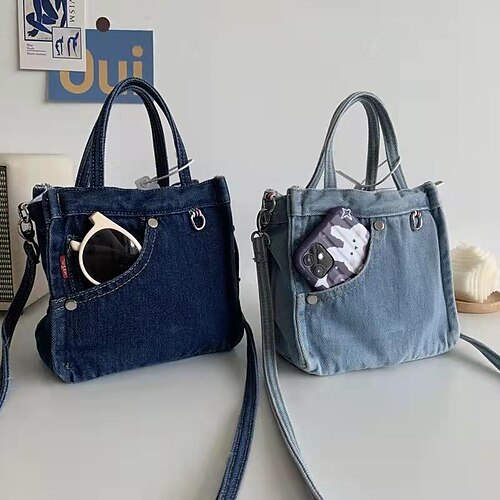 Women's Tote Crossbody Bag Canvas Denim Daily Holiday Date Light Blue Dark Blue
Women's Tote Crossbody Bag Canvas Denim Daily Holiday Date Light Blue Dark Blue