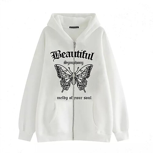 Women's Casual Jacket Windproof Warm Outdoor Street Daily Vacation Zipper Pocket Print Zipper Hoodie Fashion Casual Street Style Butterfly Regular Fit Outerwear Long Sleeve Winter Fall Black Blue
Women's Casual Jacket Windproof Warm Outdoor Street Daily Vacation Zipper Pocket Print Zipper Hoodie Fashion Casual Street Style Butterfly Regular Fit Outerwear Long Sleeve Winter Fall Black Blue