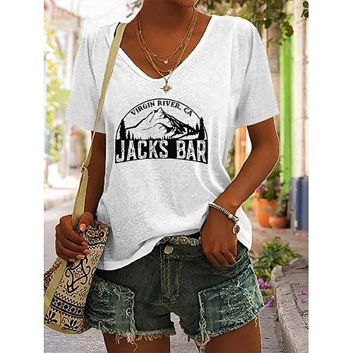 Women's T shirt Tee Green Blue Gray Graphic Letter Print Short Sleeve Casual Daily Basic V Neck Regular S
Women's T shirt Tee Green Blue Gray Graphic Letter Print Short Sleeve Casual Daily Basic V Neck Regular S