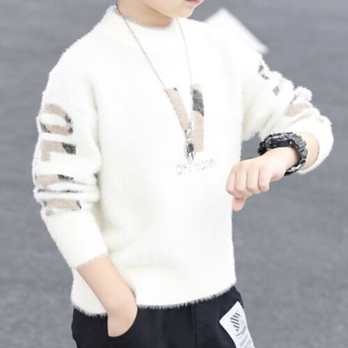 Kids Boys Sweater Letter School Long Sleeve Active 3-13 Years Winter dark brown White
Kids Boys Sweater Letter School Long Sleeve Active 3-13 Years Winter dark brown White