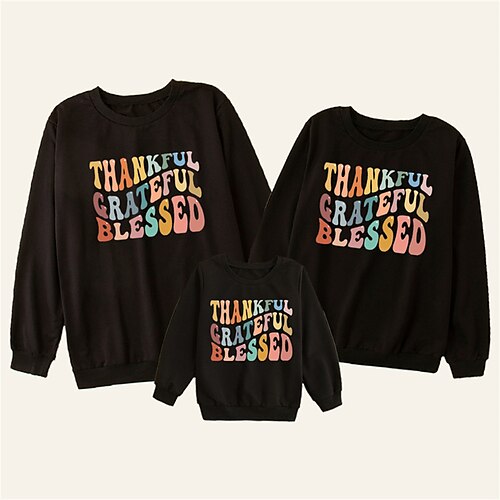 Family Look Thanksgiving Sweatshirt Letter Daily Print Black Long Sleeve Daily Matching Outfits
Family Look Thanksgiving Sweatshirt Letter Daily Print Black Long Sleeve Daily Matching Outfits