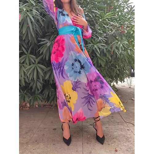 Women's Shift Dress Swing Dress Maxi long Dress Purple Long Sleeve Floral Lace up Print Fall Winter V Neck Stylish Elegant Modern 2022 M L XL
Women's Shift Dress Swing Dress Maxi long Dress Purple Long Sleeve Floral Lace up Print Fall Winter V Neck Stylish Elegant Modern 2022 M L XL