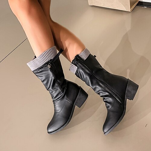 Women's Boots Slouchy Boots Mid Calf Boots Winter Chunky Heel Round Toe PU Leather Zipper Black
Women's Boots Slouchy Boots Mid Calf Boots Winter Chunky Heel Round Toe PU Leather Zipper Black