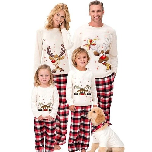 Family Look Christmas Pajamas Plaid Deer Home White Long Sleeve Daily Matching Outfits
Family Look Christmas Pajamas Plaid Deer Home White Long Sleeve Daily Matching Outfits