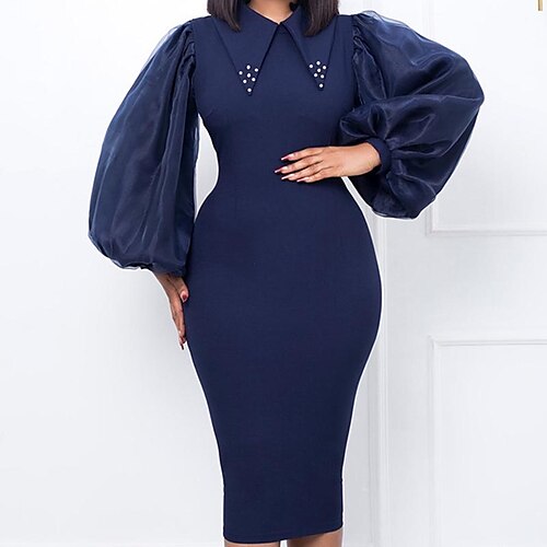 Women's Plus Size Work Dress Solid Color Shirt Collar Long Sleeve Fall Winter Work Elegant Knee Length Dress Formal Work Dress
Women's Plus Size Work Dress Solid Color Shirt Collar Long Sleeve Fall Winter Work Elegant Knee Length Dress Formal Work Dress