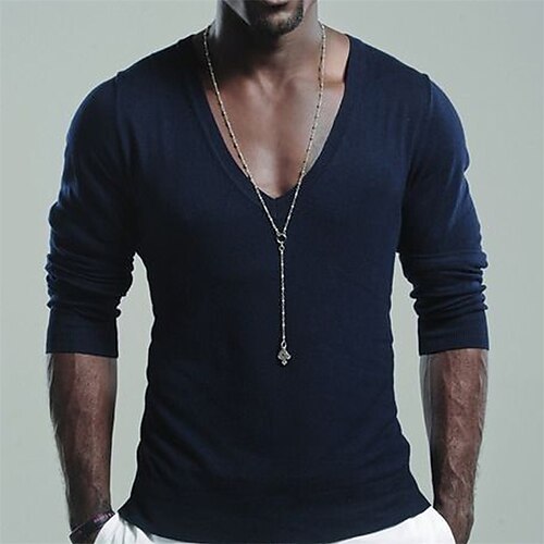 Men's T shirt Tee Solid Colored V Neck Blue Navy Blue Black Street Daily Long Sleeve Clothing Apparel Fashion Designer Casual Comfortable / Sports
Men's T shirt Tee Solid Colored V Neck Blue Navy Blue Black Street Daily Long Sleeve Clothing Apparel Fashion Designer Casual Comfortable / Sports