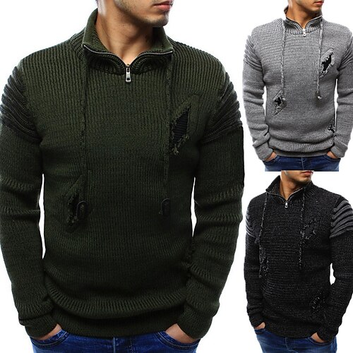 Men's Sweater Pullover Sweater Jumper Ribbed Knit Cropped Knitted Solid Color Stand Collar Basic Stylish Outdoor Daily Clothing Apparel Winter Fall Black Army Green M L XL
Men's Sweater Pullover Sweater Jumper Ribbed Knit Cropped Knitted Solid Color Stand Collar Basic Stylish Outdoor Daily Clothing Apparel Winter Fall Black Army Green M L XL