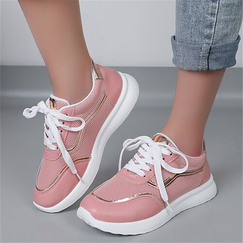 Women's Sneakers Flat Heel Round Toe PU Leather Lace-up Black Rosy Pink White
Women's Sneakers Flat Heel Round Toe PU Leather Lace-up Black Rosy Pink White