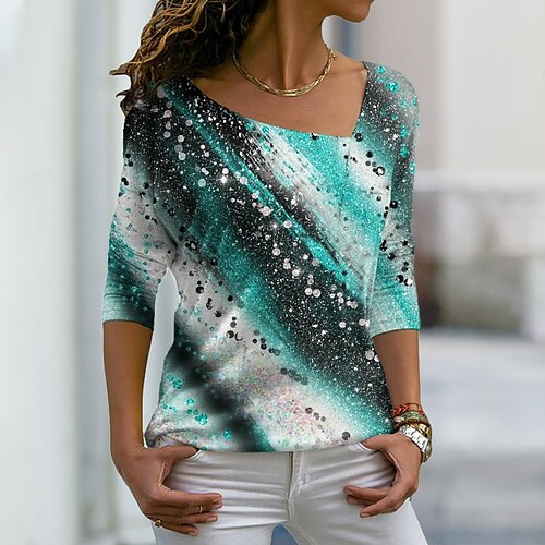 Women's T shirt Tee Green Blue Red Tie Dye Print Long Sleeve Casual Weekend Basic V Neck Regular Abstract Painting S
Women's T shirt Tee Green Blue Red Tie Dye Print Long Sleeve Casual Weekend Basic V Neck Regular Abstract Painting S