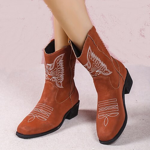 Women's Boots Daily Cowboy Boots Booties Ankle Boots Winter Embroidery Block Heel Square Toe Vintage PU Leather Loafer Embroidered Black Yellow Brown
Women's Boots Daily Cowboy Boots Booties Ankle Boots Winter Embroidery Block Heel Square Toe Vintage PU Leather Loafer Embroidered Black Yellow Brown
