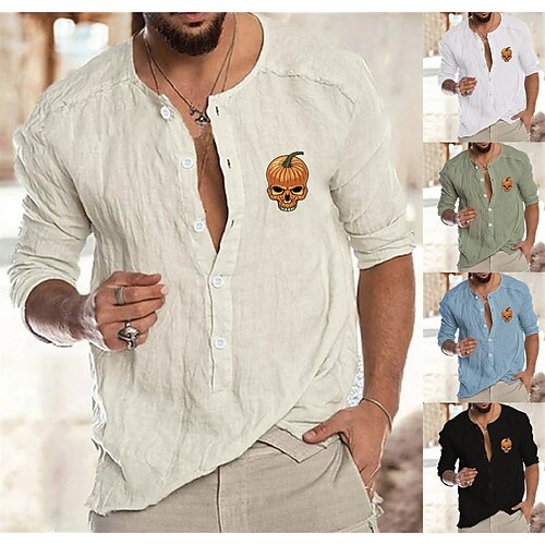 Men's Shirt Graphic Pumpkin Crew Neck Green White Black Blue Beige Long Sleeve Hot Stamping Outdoor Halloween Button-Down Print Tops Fashion Designer Casual Big and Tall / Spring / Fall
Men's Shirt Graphic Pumpkin Crew Neck Green White Black Blue Beige Long Sleeve Hot Stamping Outdoor Halloween Button-Down Print Tops Fashion Designer Casual Big and Tall / Spring / Fall
