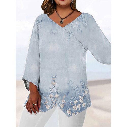 Women's Plus Size Tops Blouse Shirt Floral Print Long Sleeve V Neck Casual Daily Going out Polyester Fall Winter Blue Pink / 3D Print
Women's Plus Size Tops Blouse Shirt Floral Print Long Sleeve V Neck Casual Daily Going out Polyester Fall Winter Blue Pink / 3D Print