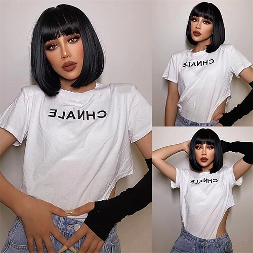 Synthetic Short Wigs With Bangs Straight Bob Wigs for Women Red Blonde Pink Cosplay Wig Natural Hair Daily Use Wig
Synthetic Short Wigs With Bangs Straight Bob Wigs for Women Red Blonde Pink Cosplay Wig Natural Hair Daily Use Wig