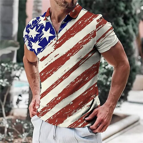 Men's Collar Polo Shirt Golf Shirt National Flag Turndown Blue 3D Print Outdoor Street Short Sleeves Zipper Print Clothing Apparel Fashion Designer Casual Breathable / Summer / Spring / Summer
Men's Collar Polo Shirt Golf Shirt National Flag Turndown Blue 3D Print Outdoor Street Short Sleeves Zipper Print Clothing Apparel Fashion Designer Casual Breathable / Summer / Spring / Summer