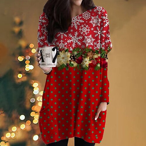 Women's Christmas Casual Dress Shift Dress Mini Dress Green Wine Fuchsia Long Sleeve Print Print Winter Fall Autumn Crew Neck Fashion Daily Fall Dress 2022 S M L XL 2XL 3XL
Women's Christmas Casual Dress Shift Dress Mini Dress Green Wine Fuchsia Long Sleeve Print Print Winter Fall Autumn Crew Neck Fashion Daily Fall Dress 2022 S M L XL 2XL 3XL