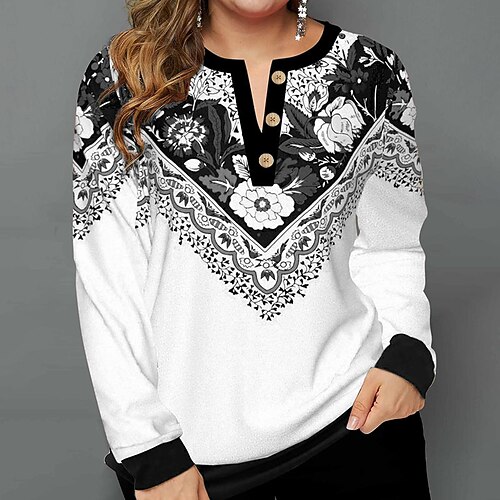 Women's Plus Size Tops Blouse Graphic Print Long Sleeve V Neck Casual Daily Going out Polyester Fall Winter White Blue
Women's Plus Size Tops Blouse Graphic Print Long Sleeve V Neck Casual Daily Going out Polyester Fall Winter White Blue