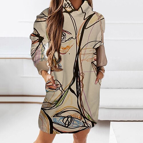Women's Hoodie Dress Winter Dress Blue Khaki Beige Long Sleeve Geometric Color Block Pocket Print Winter Fall Hooded Vacation Casual Fall Dress Loose Fit 2022 XS S M L XL 2XL 3XL 4XL
Women's Hoodie Dress Winter Dress Blue Khaki Beige Long Sleeve Geometric Color Block Pocket Print Winter Fall Hooded Vacation Casual Fall Dress Loose Fit 2022 XS S M L XL 2XL 3XL 4XL