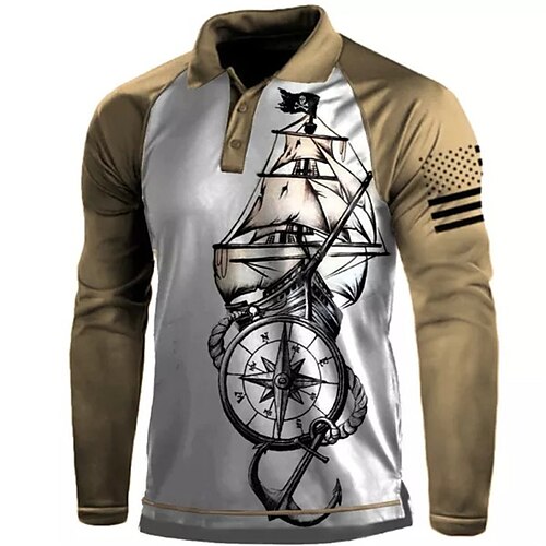 Men's Collar Polo Shirt Golf Shirt Anchor Compass Turndown Khaki 3D Print Outdoor Street Long Sleeve Button-Down Print Clothing Apparel Fashion Designer Casual Breathable
Men's Collar Polo Shirt Golf Shirt Anchor Compass Turndown Khaki 3D Print Outdoor Street Long Sleeve Button-Down Print Clothing Apparel Fashion Designer Casual Breathable