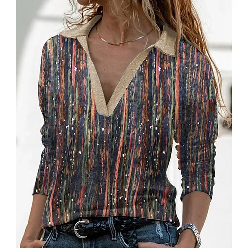 Women's T shirt Tee Orange Striped Print Long Sleeve Casual Weekend Basic Shirt Collar Regular Painting S / 3D Print
Women's T shirt Tee Orange Striped Print Long Sleeve Casual Weekend Basic Shirt Collar Regular Painting S / 3D Print