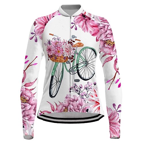 21Grams Women's Cycling Jersey Long Sleeve Bike Top with 3 Rear Pockets Mountain Bike MTB Road Bike Cycling Breathable Quick Dry Moisture Wicking Reflective Strips White Floral Botanical Polyester
21Grams Women's Cycling Jersey Long Sleeve Bike Top with 3 Rear Pockets Mountain Bike MTB Road Bike Cycling Breathable Quick Dry Moisture Wicking Reflective Strips White Floral Botanical Polyester