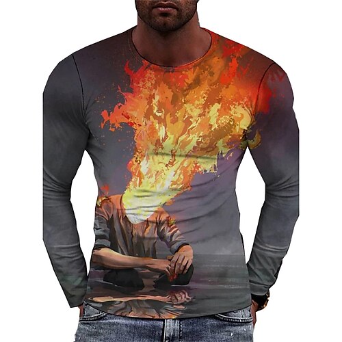 Men's Unisex T shirt Tee Graphic Prints Flame Crew Neck Gray Long Sleeve 3D Print Outdoor Street Print Tops Basic Sports Casual Classic
Men's Unisex T shirt Tee Graphic Prints Flame Crew Neck Gray Long Sleeve 3D Print Outdoor Street Print Tops Basic Sports Casual Classic