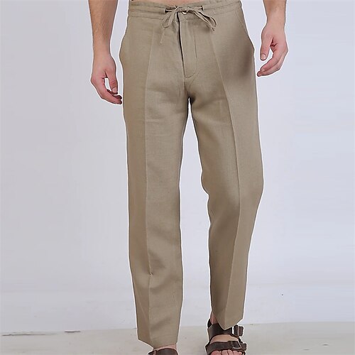 Men's Linen Pants Trousers Casual Pants Pocket Drawstring Solid Colored Comfort Breathable Casual Daily Streetwear Cotton Blend Sports Fashion Khaki Micro-elastic
Men's Linen Pants Trousers Casual Pants Pocket Drawstring Solid Colored Comfort Breathable Casual Daily Streetwear Cotton Blend Sports Fashion Khaki Micro-elastic