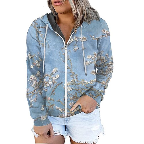 Women's Plus Size Tops Hoodie Sweatshirt Floral Zipper Print Long Sleeve Hooded Streetwear Daily Vacation Polyester Fall Winter Green Blue / 3D Print
Women's Plus Size Tops Hoodie Sweatshirt Floral Zipper Print Long Sleeve Hooded Streetwear Daily Vacation Polyester Fall Winter Green Blue / 3D Print