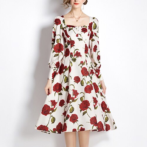 Women's Casual Dress Midi Dress White Long Sleeve Floral Print Winter Fall Autumn Square Neck Fashion Winter Dress Weekend Fall Dress Slim 2022 S M L XL XXL
Women's Casual Dress Midi Dress White Long Sleeve Floral Print Winter Fall Autumn Square Neck Fashion Winter Dress Weekend Fall Dress Slim 2022 S M L XL XXL