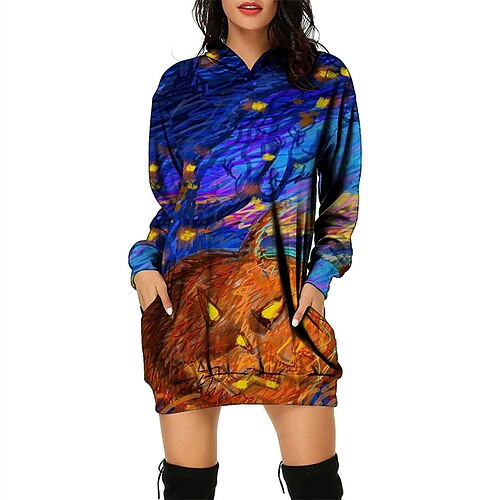 Women's Casual Dress Hoodie Dress Short Mini Dress Blue Gray Purple Orange Beige Long Sleeve Pumpkin Ghost Print Fall Winter Hooded Fashion Modern 2022 S M L XL XXL / 3D Print
Women's Casual Dress Hoodie Dress Short Mini Dress Blue Gray Purple Orange Beige Long Sleeve Pumpkin Ghost Print Fall Winter Hooded Fashion Modern 2022 S M L XL XXL / 3D Print