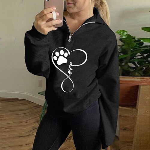 Women's Sweatshirt Pullover Cat Heart Quarter Zip Print Daily Sports Hot Stamping Active Streetwear Clothing Apparel Hoodies Sweatshirts Black And White White
Women's Sweatshirt Pullover Cat Heart Quarter Zip Print Daily Sports Hot Stamping Active Streetwear Clothing Apparel Hoodies Sweatshirts Black And White White