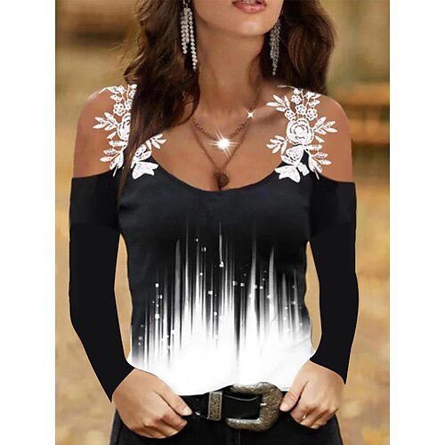Women's Blouse Shirt Color Gradient Daily Weekend Blouse Shirt Long Sleeve Cut Out Print U Neck Streetwear Casual Black S / 3D Print
Women's Blouse Shirt Color Gradient Daily Weekend Blouse Shirt Long Sleeve Cut Out Print U Neck Streetwear Casual Black S / 3D Print