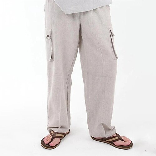 Men's Linen Pants Trousers Casual Pants Pocket Elastic Waist Straight Leg Solid Colored Comfort Soft Daily Holiday Streetwear Linen / Cotton Blend Streetwear Stylish White Micro-elastic / Spring
Men's Linen Pants Trousers Casual Pants Pocket Elastic Waist Straight Leg Solid Colored Comfort Soft Daily Holiday Streetwear Linen / Cotton Blend Streetwear Stylish White Micro-elastic / Spring