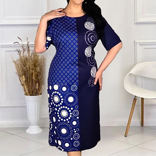 Women's Plus Size Work Dress Polka Dot Crew Neck Short Sleeve Fall Winter Stylish Work Midi Dress Vacation Going out Dress
Women's Plus Size Work Dress Polka Dot Crew Neck Short Sleeve Fall Winter Stylish Work Midi Dress Vacation Going out Dress