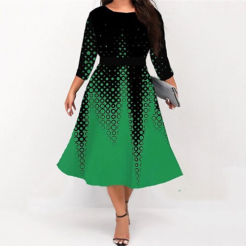 Women's Plus Size Work Dress Geometry Crew Neck 3/4 Length Sleeve Fall Winter Work Elegant Midi Dress Formal Going out Dress
Women's Plus Size Work Dress Geometry Crew Neck 3/4 Length Sleeve Fall Winter Work Elegant Midi Dress Formal Going out Dress