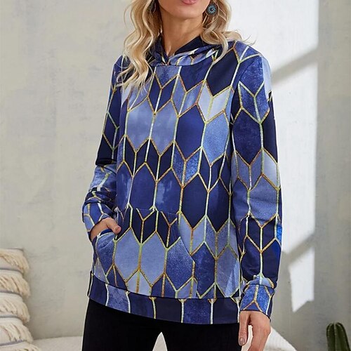 Women's Pullover Hoodie Sweatshirt Pullover Geometric Color Block Front Pocket Print Casual Daily 3D Print Active Streetwear Clothing Apparel Hoodies Sweatshirts Blue
Women's Pullover Hoodie Sweatshirt Pullover Geometric Color Block Front Pocket Print Casual Daily 3D Print Active Streetwear Clothing Apparel Hoodies Sweatshirts Blue