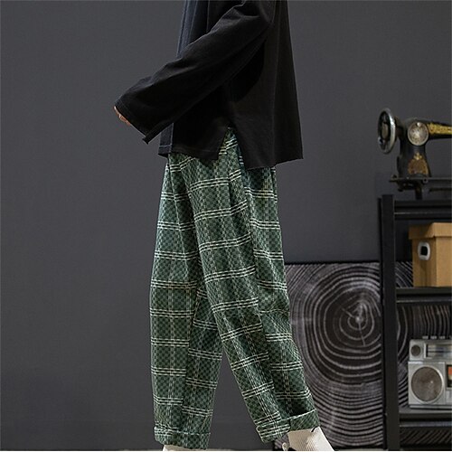 Men's Trousers Casual Pants Drawstring Elastic Waist Wide Leg Plaid Comfort Breathable Casual Daily Streetwear Cotton Blend Fashion Streetwear Green Black Micro-elastic / Elasticity
Men's Trousers Casual Pants Drawstring Elastic Waist Wide Leg Plaid Comfort Breathable Casual Daily Streetwear Cotton Blend Fashion Streetwear Green Black Micro-elastic / Elasticity