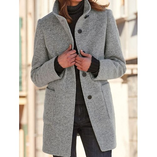 Women's Winter Coat Comfortable Street Casual Daily Casual Daily Pocket Single Breasted Stand Collar Casual Street Style Plain Regular Fit Outerwear Long Sleeve Winter Fall Gray S M L XL XXL 3XL
Women's Winter Coat Comfortable Street Casual Daily Casual Daily Pocket Single Breasted Stand Collar Casual Street Style Plain Regular Fit Outerwear Long Sleeve Winter Fall Gray S M L XL XXL 3XL
