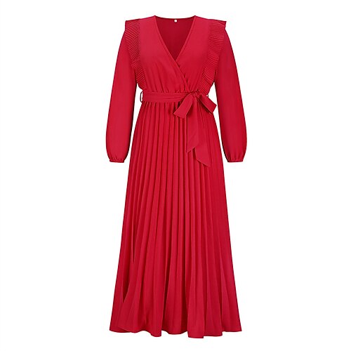 Femme Robe Évasée manche longue Hiver Automne - Classique Plissé Avec ceinture Couleur monochrome Col V Ceinture Incluse 2022 Vert Noir Bleu Rose Claire Rouge S M L XL XXL
Femme Robe Évasée manche longue Hiver Automne - Classique Plissé Avec ceinture Couleur monochrome Col V Ceinture Incluse 2022 Vert Noir Bleu Rose Claire Rouge S M L XL XXL