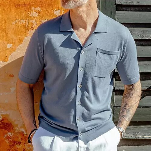 Men's Shirt Solid Color Turndown Blue Short Sleeve Street Daily Button-Down Tops Fashion Casual Comfortable Pocket / Summer / Summer
Men's Shirt Solid Color Turndown Blue Short Sleeve Street Daily Button-Down Tops Fashion Casual Comfortable Pocket / Summer / Summer