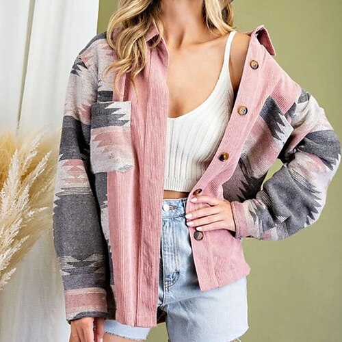 Women's Casual Jacket Warm Breathable Outdoor Daily Wear Vacation Going out Pocket Print Single Breasted Turndown Sports Comfortable Street Style Geometric Regular Fit Outerwear Long Sleeve Winter
Women's Casual Jacket Warm Breathable Outdoor Daily Wear Vacation Going out Pocket Print Single Breasted Turndown Sports Comfortable Street Style Geometric Regular Fit Outerwear Long Sleeve Winter