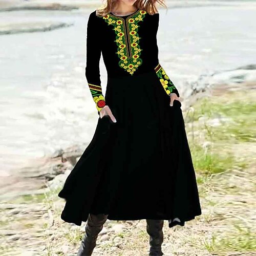 Women's Casual Dress Swing Dress Midi Dress Purple Yellow Long Sleeve Floral Pocket Winter Fall Autumn Winter Dress Fall Dress 2022 S M L XL XXL 3XL
Women's Casual Dress Swing Dress Midi Dress Purple Yellow Long Sleeve Floral Pocket Winter Fall Autumn Winter Dress Fall Dress 2022 S M L XL XXL 3XL