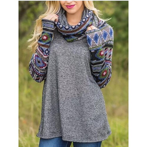 Women's Shirt Blue Purple Brown Geometric Print Long Sleeve Daily Weekend Streetwear Casual High Neck Long Geometric S / 3D Print
Women's Shirt Blue Purple Brown Geometric Print Long Sleeve Daily Weekend Streetwear Casual High Neck Long Geometric S / 3D Print