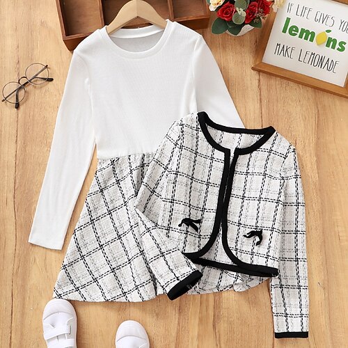 Kids Girls' SkirtSet Clothing Set 2 Pieces Long Sleeve White Black Plaid Street Vacation Street Style Sweet 4-12 Years
Kids Girls' SkirtSet Clothing Set 2 Pieces Long Sleeve White Black Plaid Street Vacation Street Style Sweet 4-12 Years