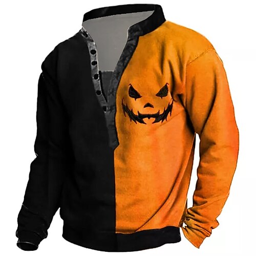 Men's Unisex Sweatshirt Pullover Button Up Hoodie Standing Collar Color Block Pumpkin Graphic Prints Print Halloween Casual Daily 3D Print Streetwear Designer Casual Clothing Apparel Hoodies / Sports
Men's Unisex Sweatshirt Pullover Button Up Hoodie Standing Collar Color Block Pumpkin Graphic Prints Print Halloween Casual Daily 3D Print Streetwear Designer Casual Clothing Apparel Hoodies / Sports