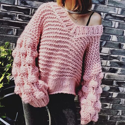 Women's Pullover Sweater Jumper Chunky Knit Knitted Pure Color V Neck Stylish Casual Outdoor Daily Lantern Sleeve Fall Winter Purple Pink One-Size / Long Sleeve
Women's Pullover Sweater Jumper Chunky Knit Knitted Pure Color V Neck Stylish Casual Outdoor Daily Lantern Sleeve Fall Winter Purple Pink One-Size / Long Sleeve