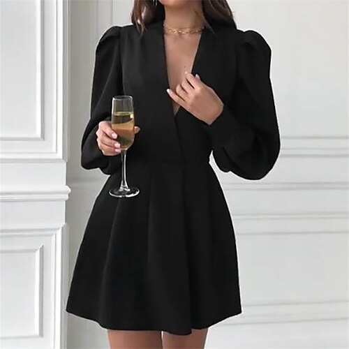 Women's Blazer Dress A Line Dress Short Mini Dress Black Long Sleeve Pure Color Ruched Fall Winter V Neck Elegant Classic 2022 S M L
Women's Blazer Dress A Line Dress Short Mini Dress Black Long Sleeve Pure Color Ruched Fall Winter V Neck Elegant Classic 2022 S M L