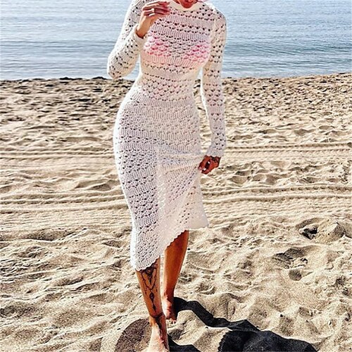 Women's White Dress Knit Dress Midi Dress White Long Sleeve Pure Color Backless Winter Fall Autumn Crew Neck Modern Winter Dress Fall Dress Slim 2022 S M L
Women's White Dress Knit Dress Midi Dress White Long Sleeve Pure Color Backless Winter Fall Autumn Crew Neck Modern Winter Dress Fall Dress Slim 2022 S M L