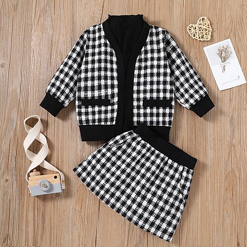 Kids Girls' SkirtSet Clothing Set 2 Pieces Long Sleeve Black Plaid Vacation Fashion Cute 2-6 Years
Kids Girls' SkirtSet Clothing Set 2 Pieces Long Sleeve Black Plaid Vacation Fashion Cute 2-6 Years