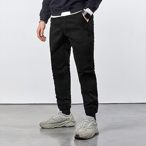 Men's Joggers Chinos Trousers Casual Pants Drawstring Elastic Waist Solid Color Daily Streetwear Black
Men's Joggers Chinos Trousers Casual Pants Drawstring Elastic Waist Solid Color Daily Streetwear Black