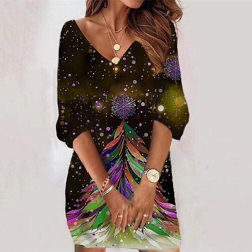 Women's Shift Dress Sweat Dress Short Mini Dress Green Purple 3/4 Length Sleeve Christmas Tree Print Fall Winter V Neck Vacation Casual 2022 S M L XL XXL 3XL
Women's Shift Dress Sweat Dress Short Mini Dress Green Purple 3/4 Length Sleeve Christmas Tree Print Fall Winter V Neck Vacation Casual 2022 S M L XL XXL 3XL